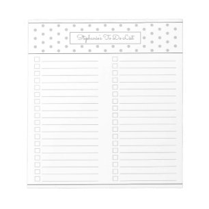 Einfache Polka Dot Light Gray Two Column Checklist Notizblock