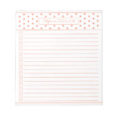 Einfache Polka Dot Orange eine Spalte für die Chec Notizblock (Vorderseite)