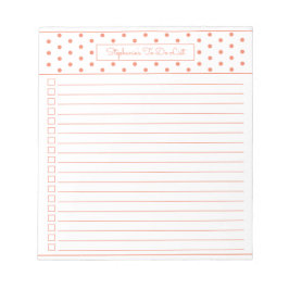 Einfache Polka Dot Orange eine Spalte für die Chec Notizblock