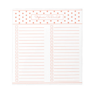 Einfache Polka Dot Orange zwei Spalten für Checkli Notizblock