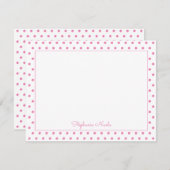 Einfache Polka Dot Pink Personalisiert dünne Grenz Mitteilungskarte (Vorne/Hinten)