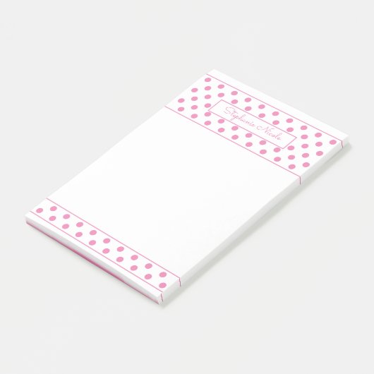 Einfache Polka Dot Pink Personalisiert dünne Grenz Post-it Klebezettel (angewinkelt)