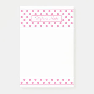 Einfache Polka Dot Pink Personalisiert dünne Grenz Post-it Klebezettel