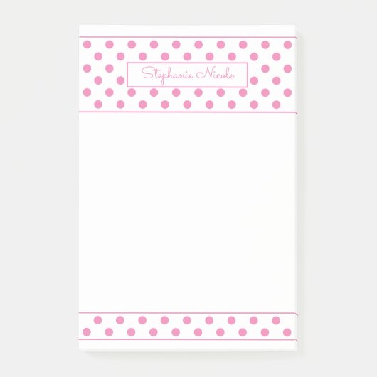 Einfache Polka Dot Pink Personalisiert dünne Grenz Post-it Klebezettel (Vorderseite)