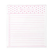 Einfache Polka Dot rosa eine Spalte, um eine Check Notizblock (Vorderseite)