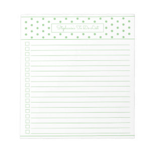 Einfache Polka Dot Sage Eine Spalte Aufgabenliste Notizblock