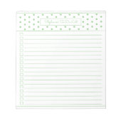 Einfache Polka Dot Sage One Column to do Checklist Notizblock (Vorderseite)
