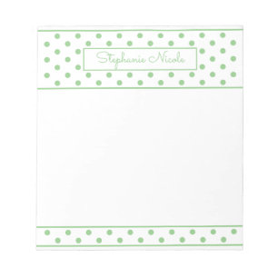 Einfache Polka Dot Sage Personalisierte Grenze Notizblock