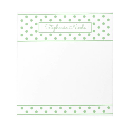 Einfache Polka Dot Sage Personalisierte Grenze Notizblock (Vorderseite)