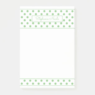 Einfache Polka Dot Sage Personalisierte Grenze Post-it Klebezettel