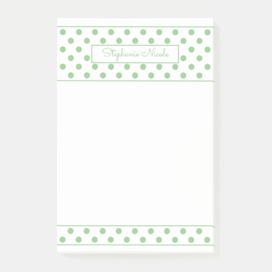 Einfache Polka Dot Sage Personalisierte Grenze Post-it Klebezettel (Vorderseite)