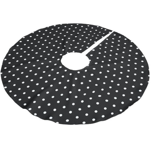 Einfache Polka Dot Schwarz und Weiß Polyester Weihnachtsbaumdecke (Schrägansicht)
