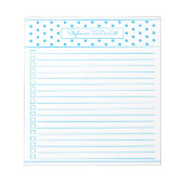 Einfache Polka Dot Sky Blue One Column Checklist Notizblock (Vorderseite)