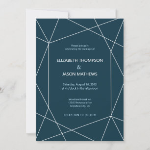 Einfache Polygon Navy Blue Gay Wedding Einladung