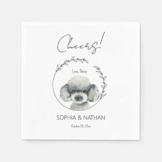 Einfache Poodle Dog Wedding Cocktail Serviette (Vorderseite)