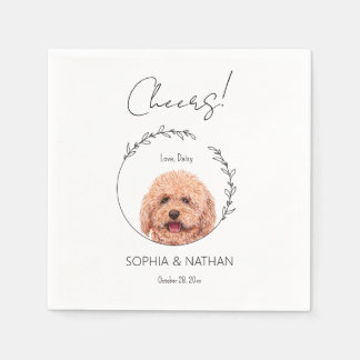 Einfache Poodle Dog Wedding Cocktail Serviette