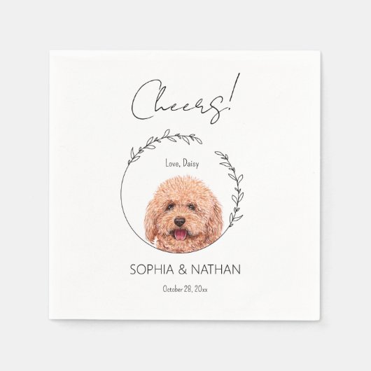 Einfache Poodle Dog Wedding Cocktail Serviette (Vorderseite)