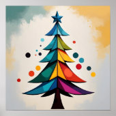Einfache Pop-Art geometrischer Weihnachtsbaum und Poster (Vorne)