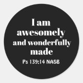 Einfache positive Bibelnachweis Christlich Schwarz Runder Aufkleber (Vorderseite)