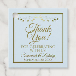 Einfache Powder Blue & Gold Chic Hochzeit Vielen D Geschenkanhänger