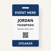 Einfache praktische, dunkelblaue QR-Code-Ereignis- Ausweis (Vorderseite)