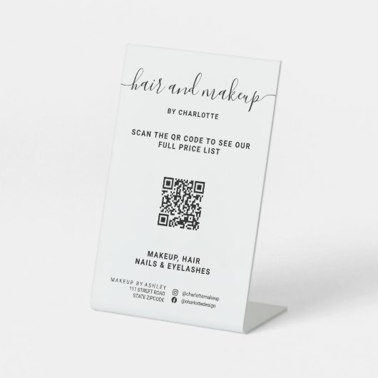 Einfache Preise für digitale QR in Schwarz-Weiß-Ma Sockelschild (Vorderseite)