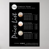 Einfache Preisliste für Minimalistisches schwarzes Poster (Vorne)
