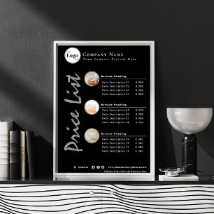 Einfache Preisliste für Minimalistisches schwarzes Poster