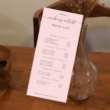 Einfache Preisliste für moderne Makeup-Künstler Ro