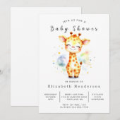 Einfache Printable Giraffe Babydusche Einladung (Vorne/Hinten)