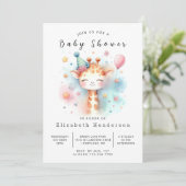 Einfache Printable Giraffe Babydusche Einladung (Stehend Vorderseite)
