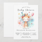 Einfache Printable Giraffe Babydusche Einladung (Vorne/Hinten)