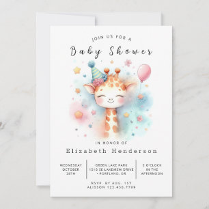 Einfache Printable Giraffe Babydusche Einladung