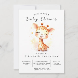 Einfache Printable Giraffe Babydusche Einladung