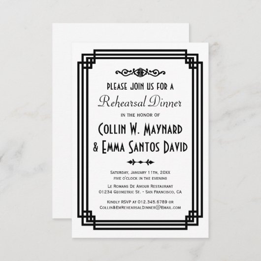 Einfache Probe Déco Einladung (Vorne/Hinten)