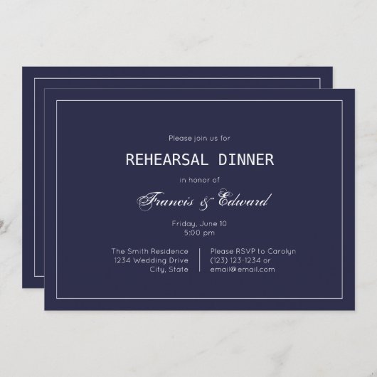 Einfache Probe der Marine Einladungen (Vorne/Hinten)