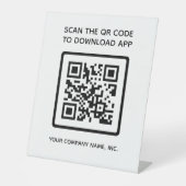 Einfache Prüfung QR-Code zum Herunterladen von App Sockelschild (Vorderseite)
