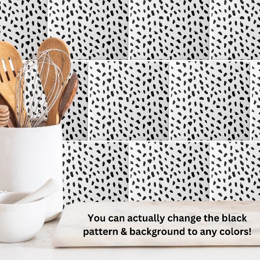 Einfache Punktmuster Schwarz-weiß Fliese