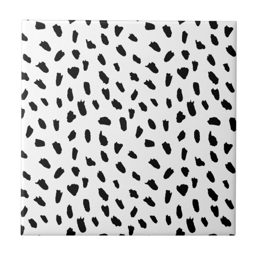 Einfache Punktmuster Schwarz-weiß Fliese (Vorderseite)