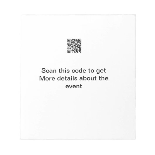 Einfache Q R-Code-Scan-Business-Ereignisvorlage Notizblock (Vorderseite)