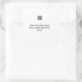 Einfache Q R-Code-Scan-Business-Ereignisvorlage Quadratischer Aufkleber (Tasche)