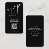 Einfache QR Code Black Wedding Begleitkarte (Vorne/Hinten)