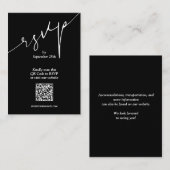 Einfache QR Code Black Wedding Begleitkarte (Vorne/Hinten)