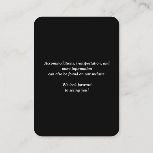 Einfache QR Code Black Wedding Card Begleitkarte (Rückseite)