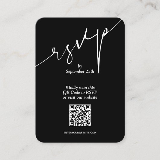 Einfache QR Code Black Wedding Card Begleitkarte (Vorderseite)