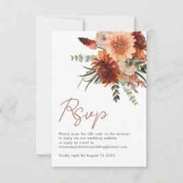 Einfache QR-Code Blumenhochzeit RSVP Karte