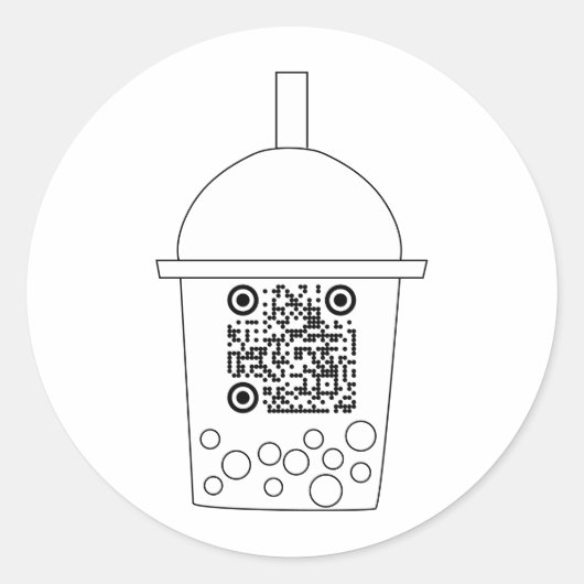 Einfache QR-Code Boba Teeaufkleber Runder Aufkleber (Vorderseite)