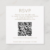 Einfache QR Code Champagne Gold Text Hochzeit RSVP Begleitkarte (Vorderseite)