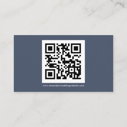 Einfache QR Code Dusty Navy Blue Wedding Website Begleitkarte (Rückseite)