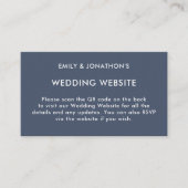 Einfache QR Code Dusty Navy Blue Wedding Website Begleitkarte (Vorderseite)